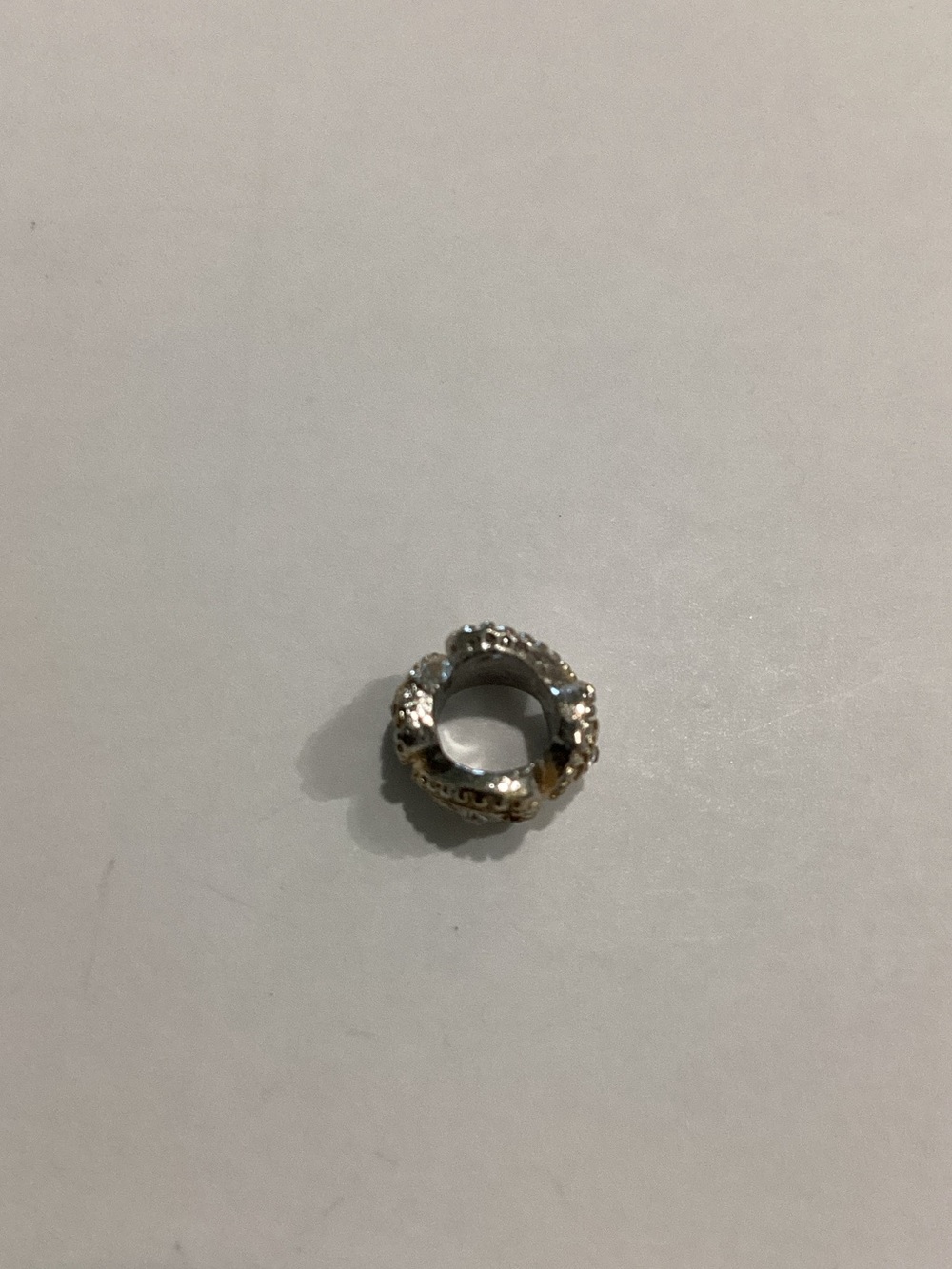 Silver and Gold Pavé Accent Bead Charm